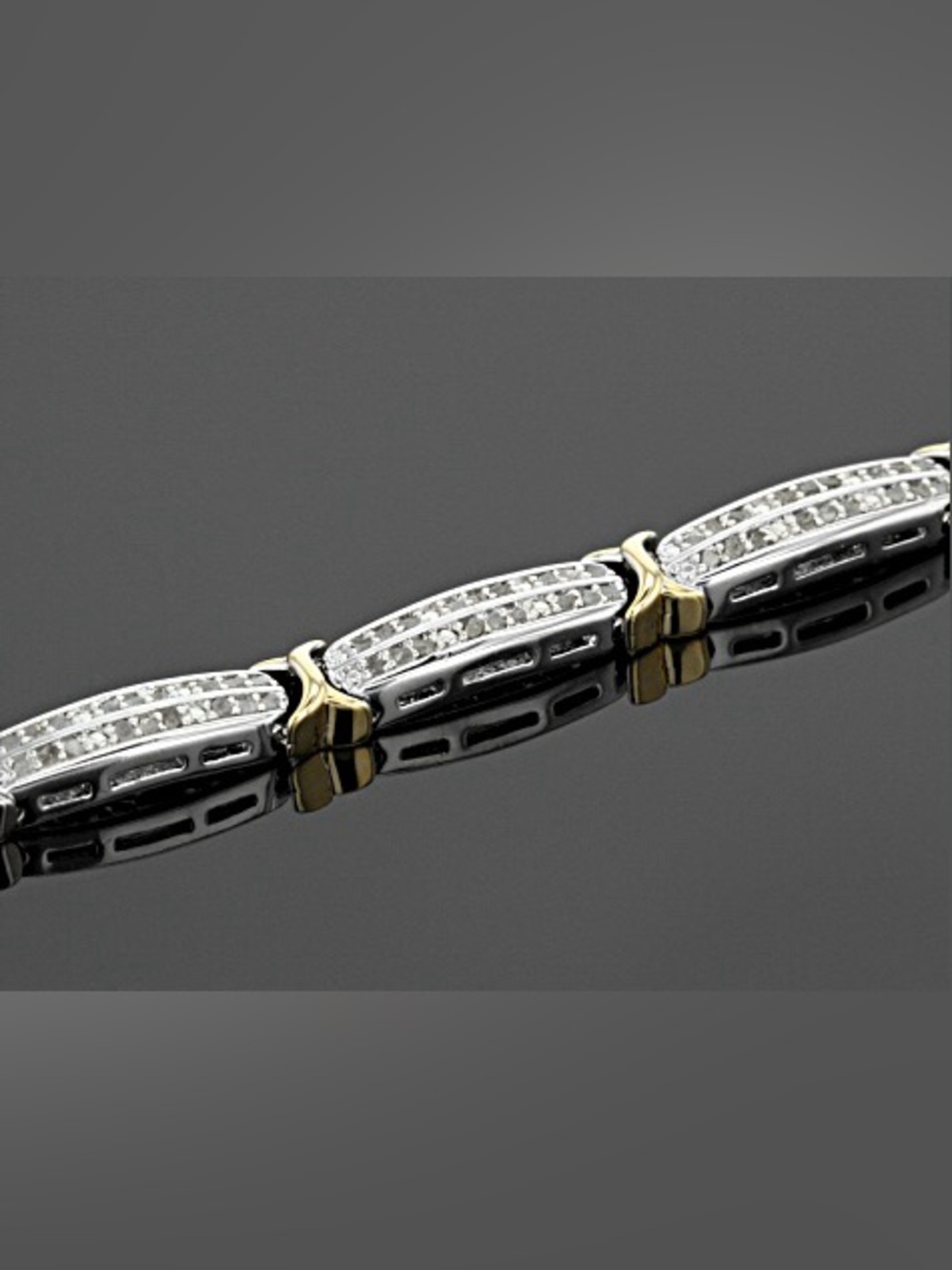 JTV 7.5" Two-Tone 0.95ctw Diamond Accent Link Tennis Bracelet